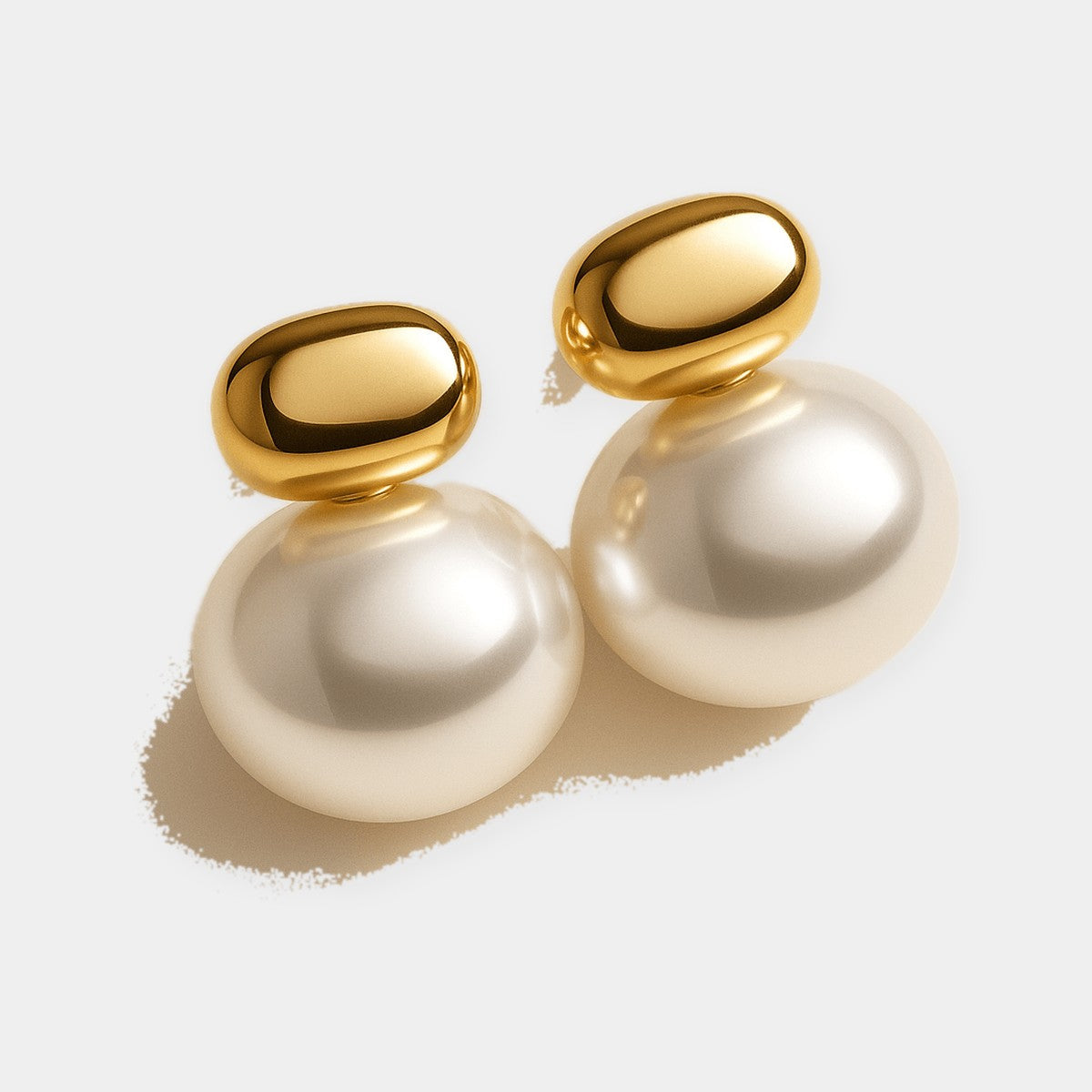 Pearl Drop Earrings Gold Tone Woven Design
