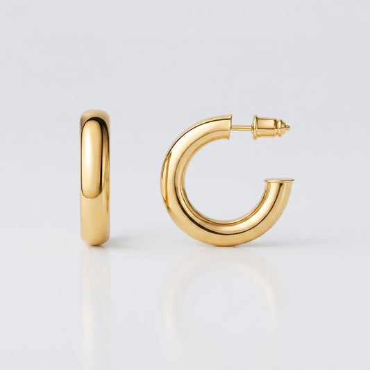 Chunky Hoop Earrings Bold Gold Tone Party