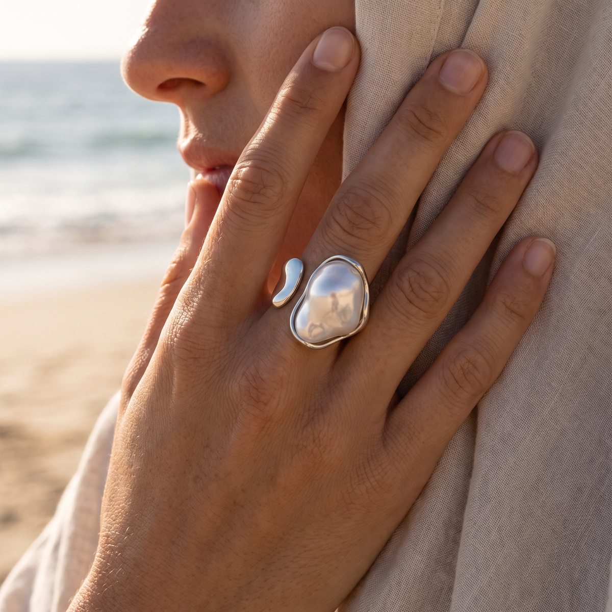 Ocean Mist Ring Silver lifestyle
