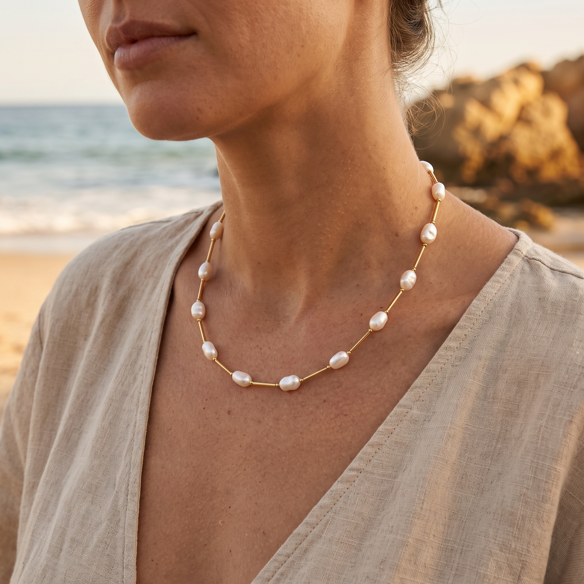 Maldives Necklace Gold lifestyle