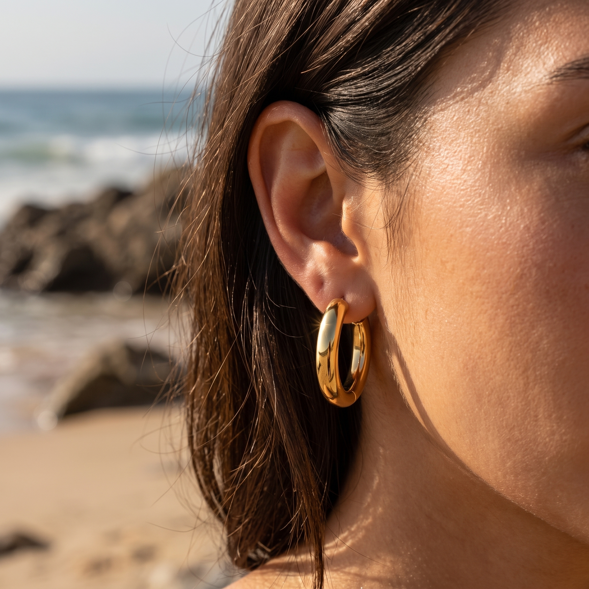 Amara Hoop Earrings Gold lifestyle