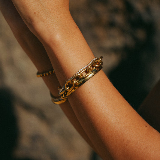 Chunky Chain Bracelet Bold Gold Tone Party