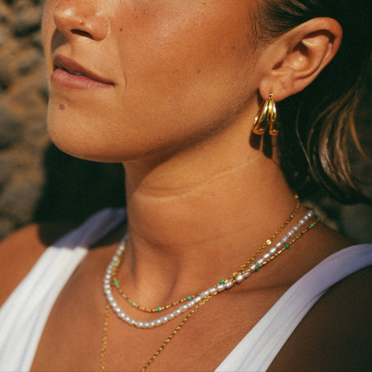 Freshwater Pearl Choker Necklace Gold Tone